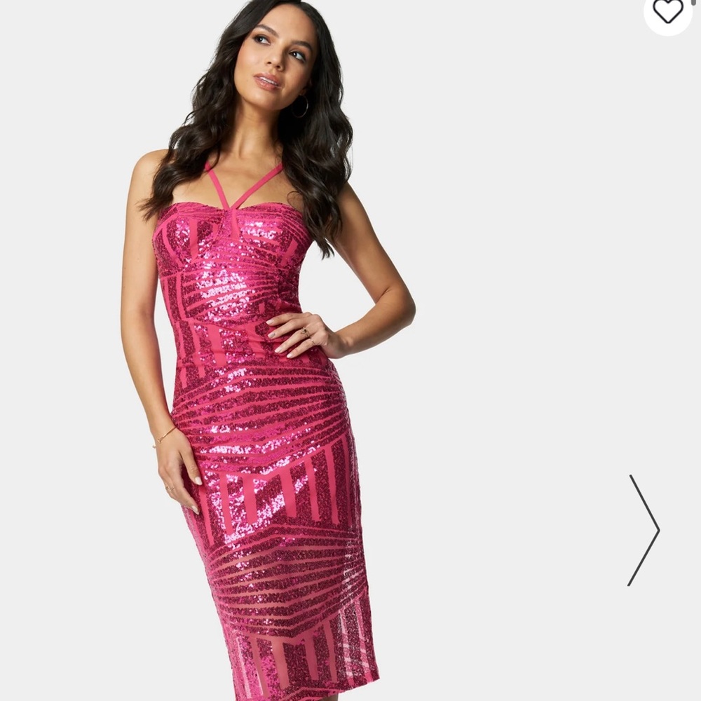 MESH CAGED BUST MIDI DRESS